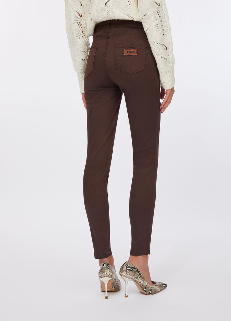 Skinny trousers with gemstones chocolate Liu Jo - large image number 1