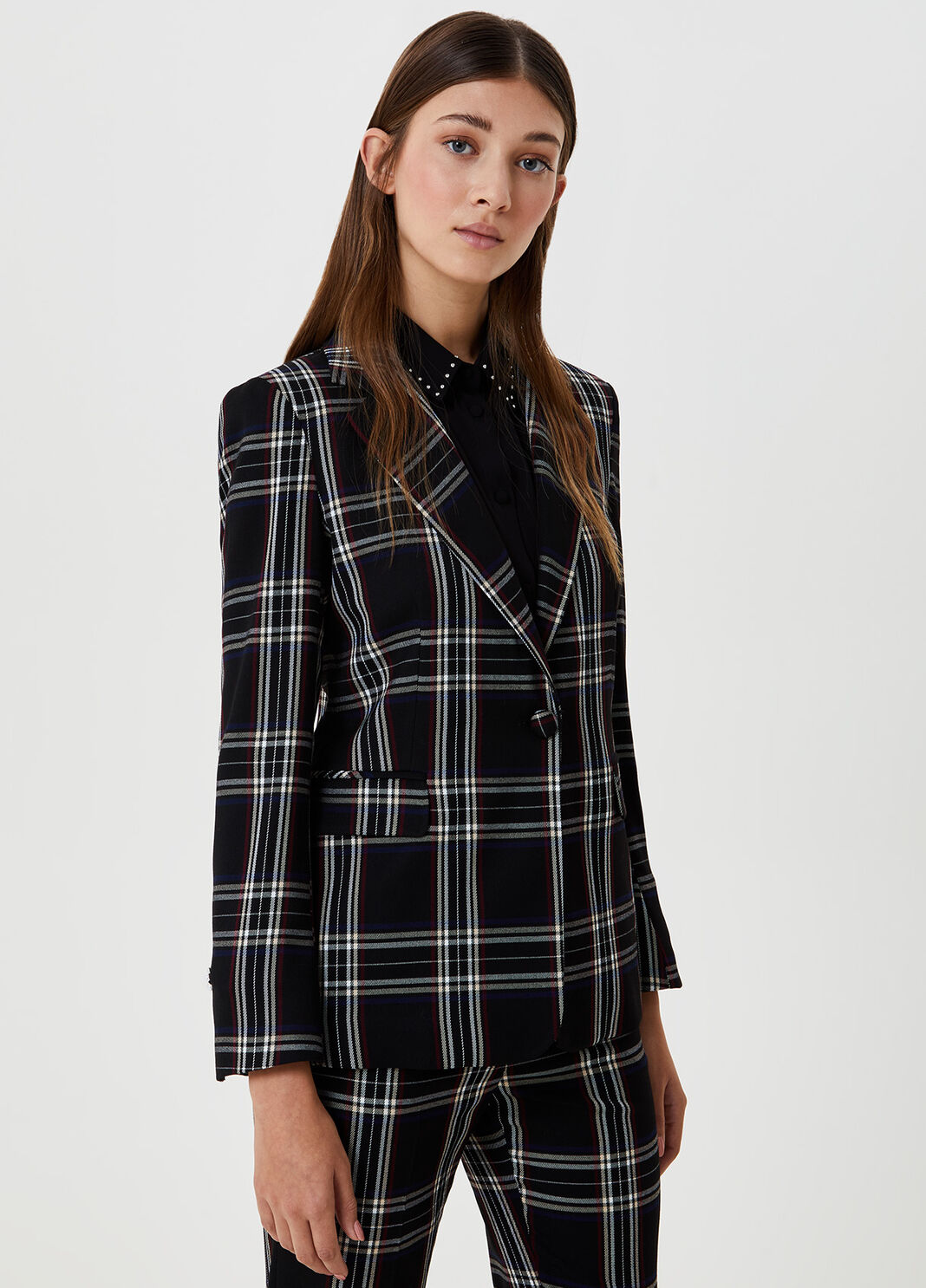 Long tartan blazer Black check Liu Jo - large image number 0