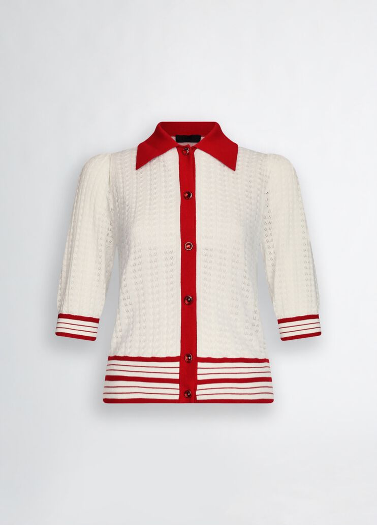 White and red knit cardigan white and red Liu Jo - large image number 6 White and red knit cardigan white and red Liu Jo - large image number 6