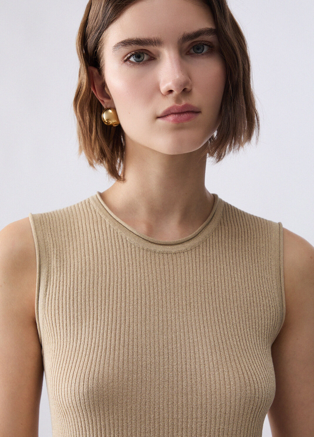 Top de punto lam&eacute; beige Liu Jo - large image number 2