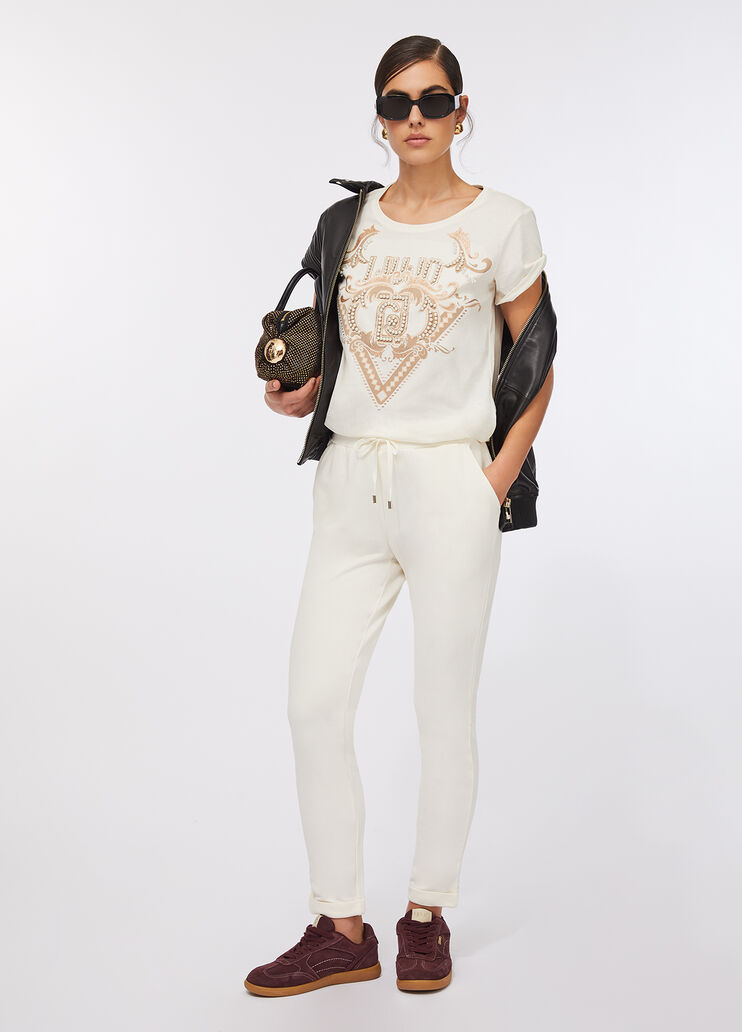 Fleece jogging pants milk white Liu Jo - large image number 5