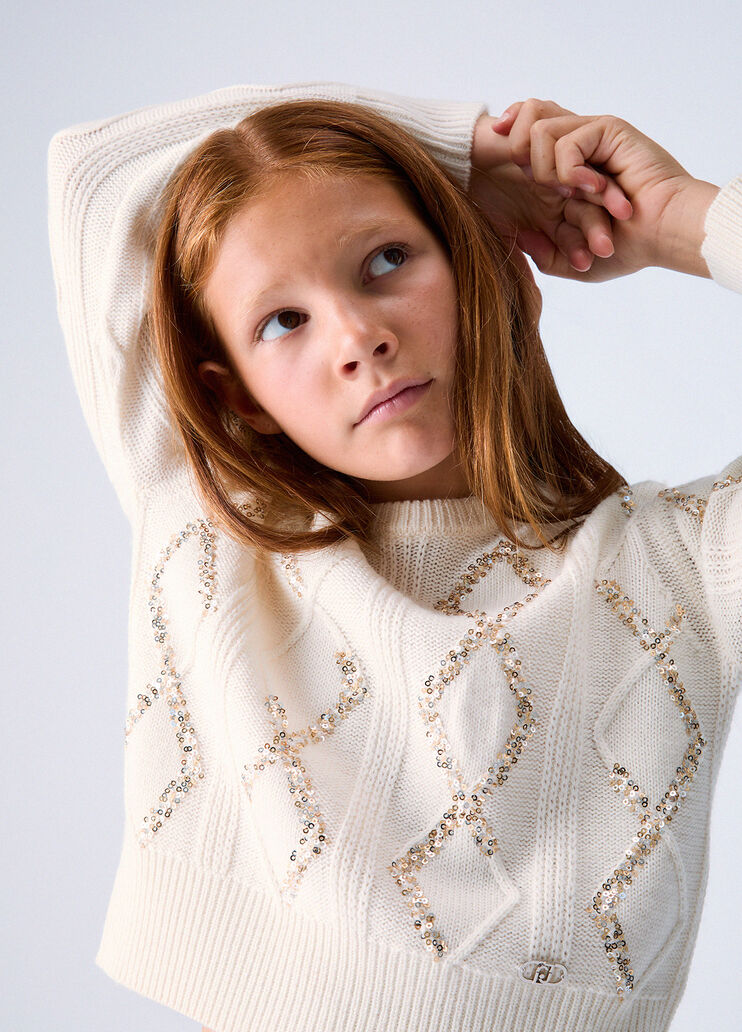 Wool Sweater with Sequins white Liu Jo - medium