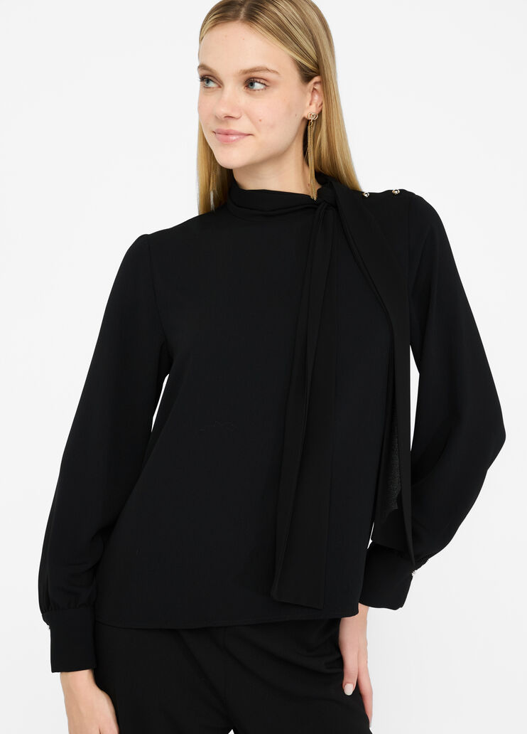 Blouse avec écharpe noir Liu Jo - large image number 2 Blouse avec écharpe noir Liu Jo - large image number 2
