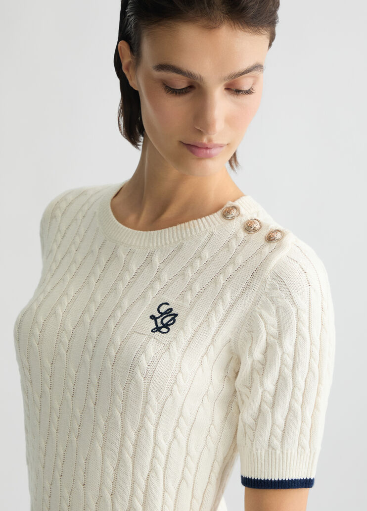 Knit T-shirt white/blue Liu Jo - large image number 3 Knit T-shirt white/blue Liu Jo - large image number 3