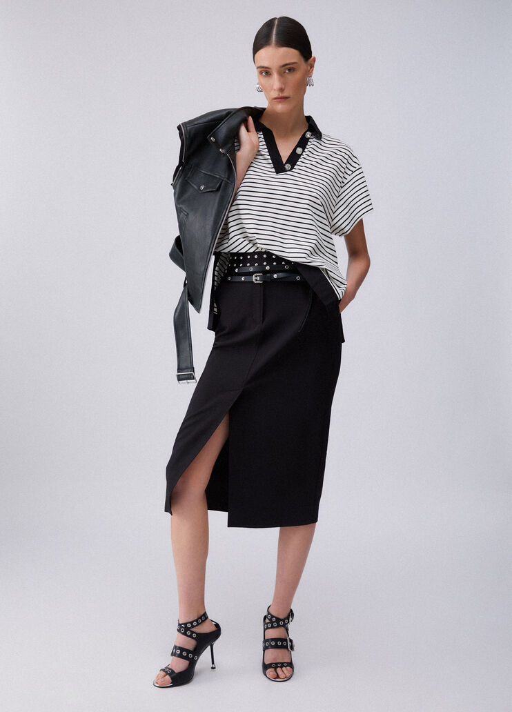 T-shirt a righe con bottoni gioiello bianco a righe Liu Jo - large image number 5