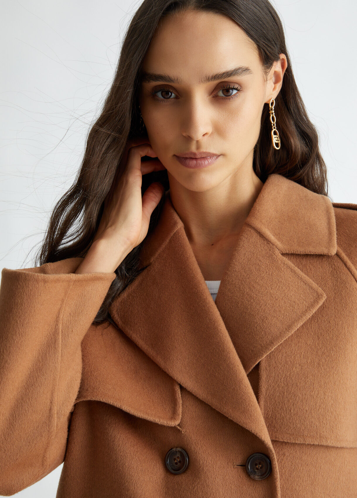 Wool blend pea coat colour camel Liu Jo