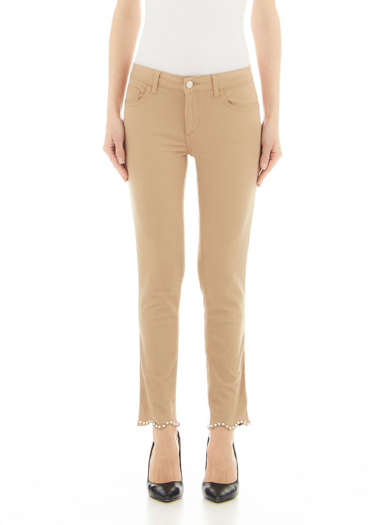 Pantalón pitillo con aplicaciones camel/perla Liu Jo - large image number 0