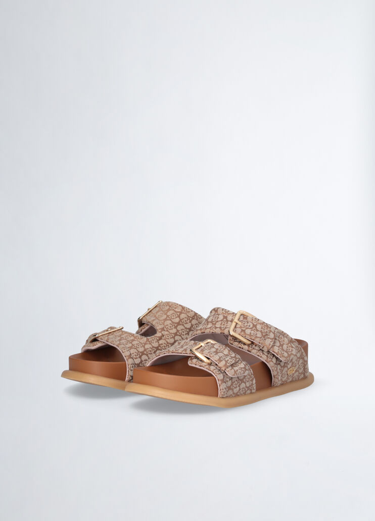 Sandals with bold straps beige denim Liu Jo - large image number 1  Sandals with bold straps beige denim Liu Jo - large image number 1