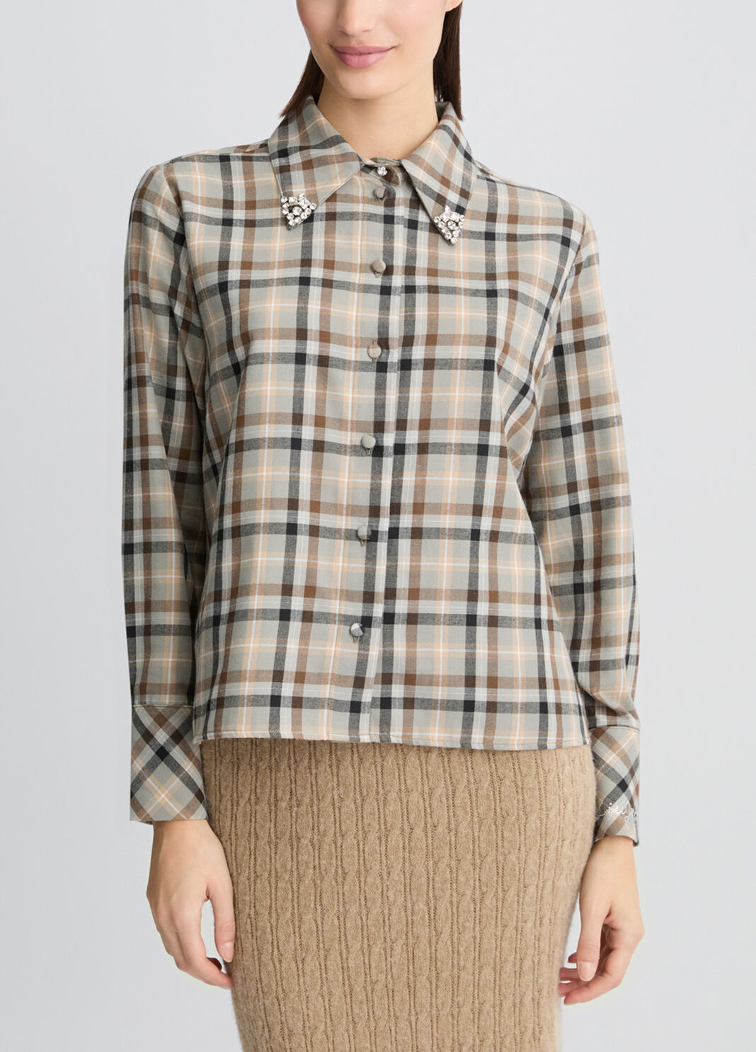 Checked shirt with bejewelled embroidery sand Liu Jo - large image number 0