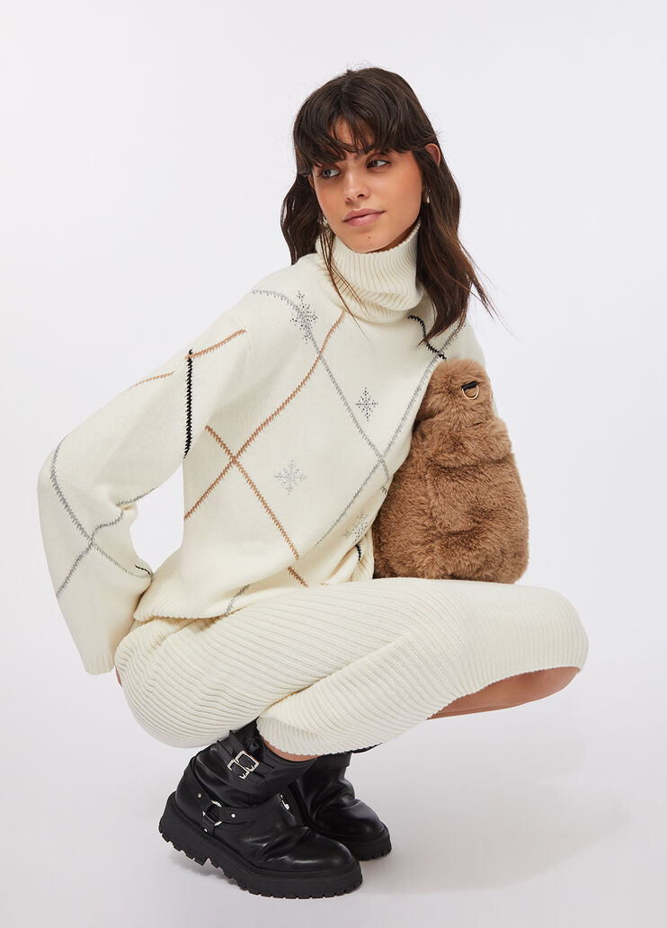 Dolcevita jacquard con strass bianco Liu Jo - large image number 2