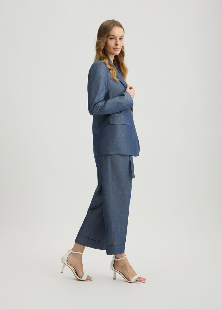 Linen blend blazer chambray blue Liu Jo - large image number 3 Linen blend blazer chambray blue Liu Jo - large image number 3