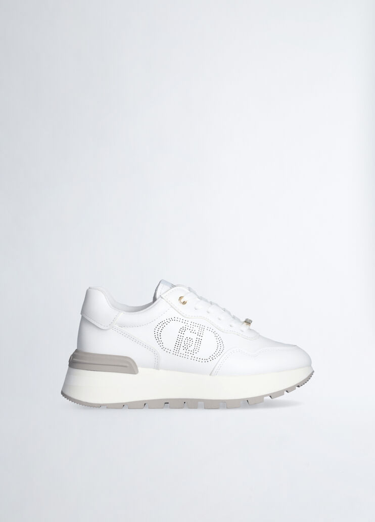 Leather sneakers with openwork logo white Liu Jo - medium Leather sneakers with openwork logo white Liu Jo - medium