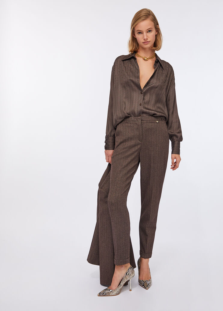 Атласная рубашка со стразами темно-коричневый Liu Jo - medium