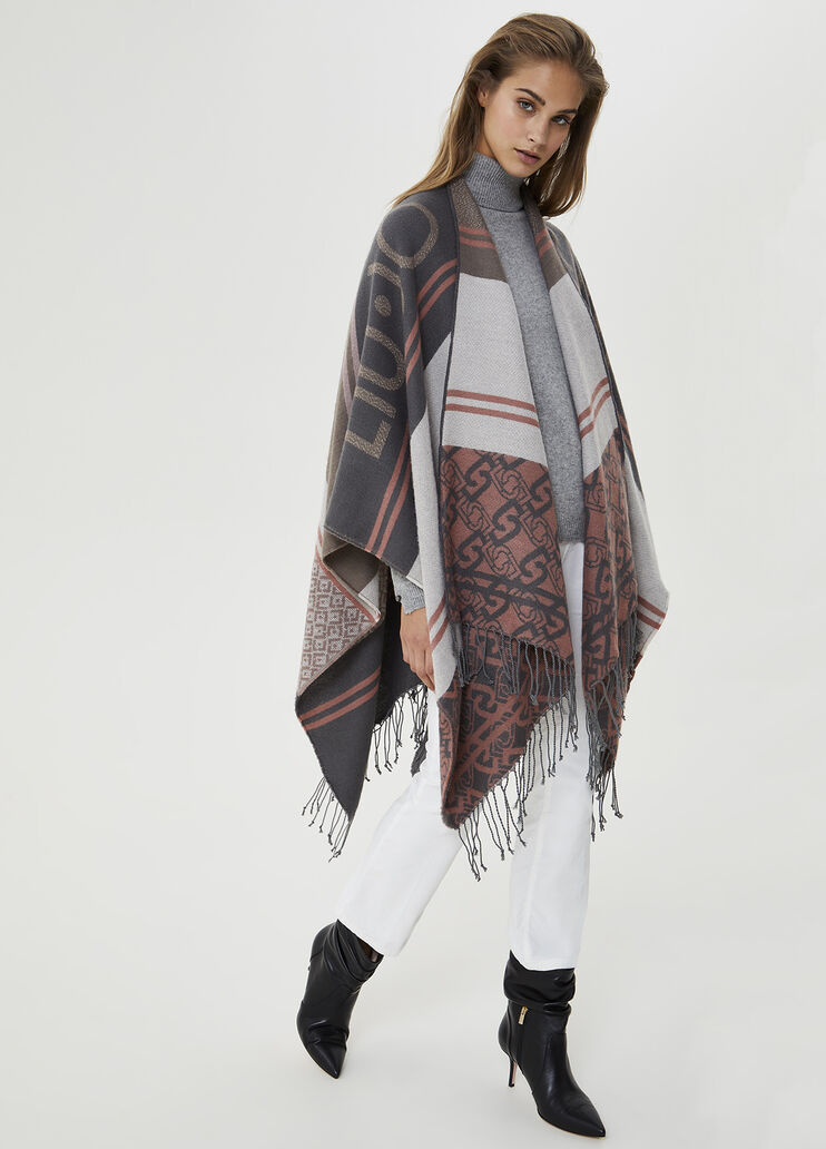 Poncho con logotipo Gris Liu Jo - large image number 1