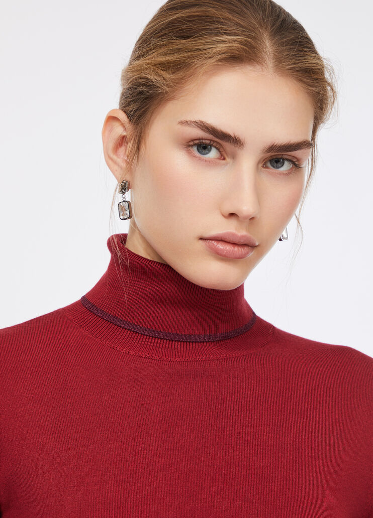 Polo-neck with lurex® details red Liu Jo - large image number 4