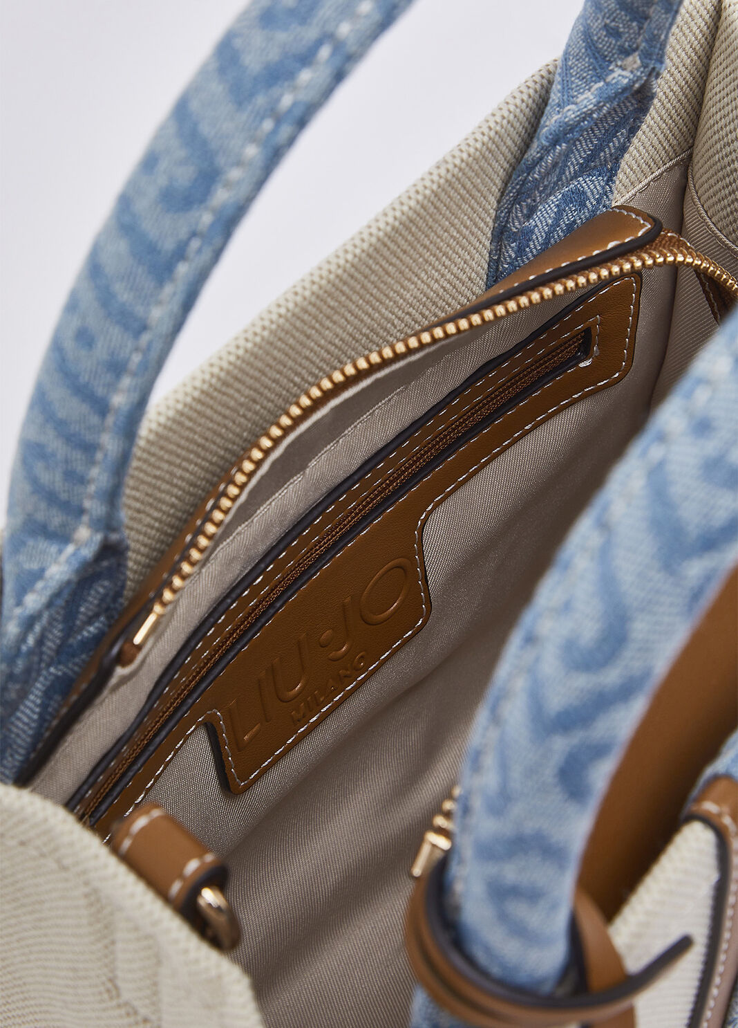 Bolso peque&ntilde;o jacquard beige claro Liu Jo - large image number 6