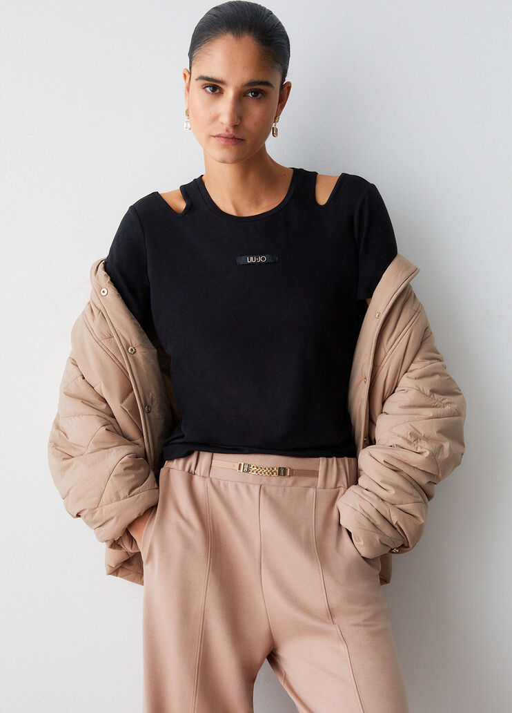 T-shirt con cut-out nero Liu Jo - medium