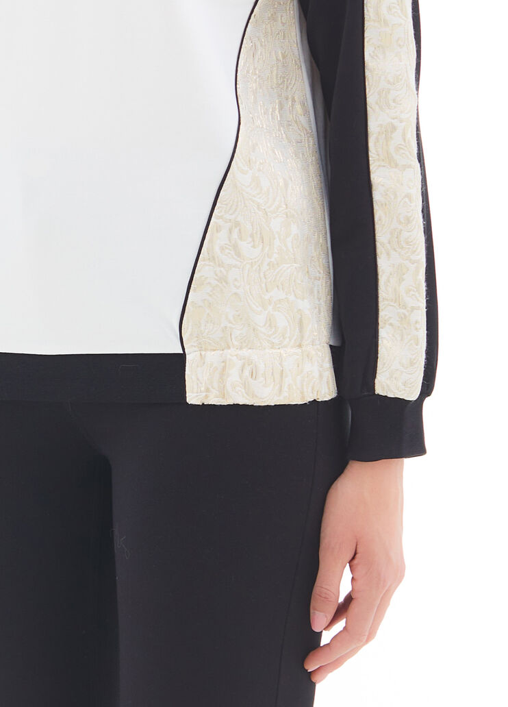 Sweatshirt with brocade insert white/black Liu Jo - large image number 2 Sweatshirt with brocade insert white/black Liu Jo - large image number 2