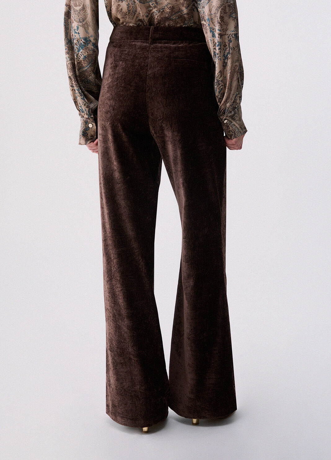 Pantalones rectos de terciopelo marr&oacute;n oscuro Liu Jo - large image number 1