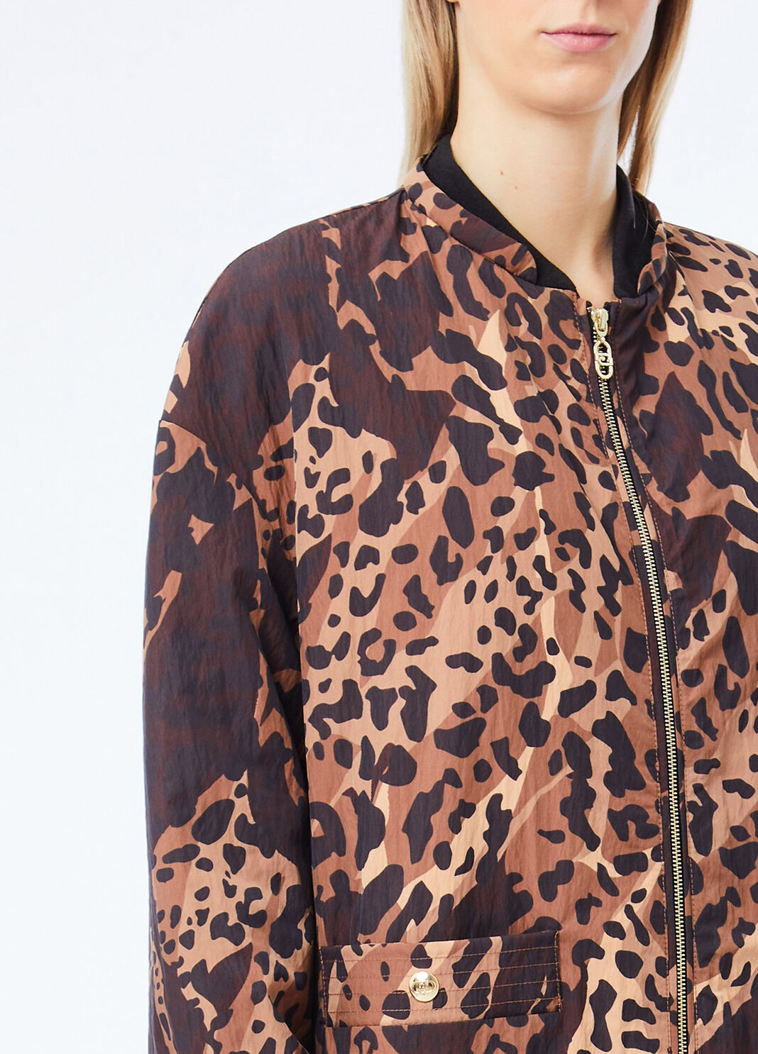 Animal print nylon jacket chocolate Liu Jo - large image number 2