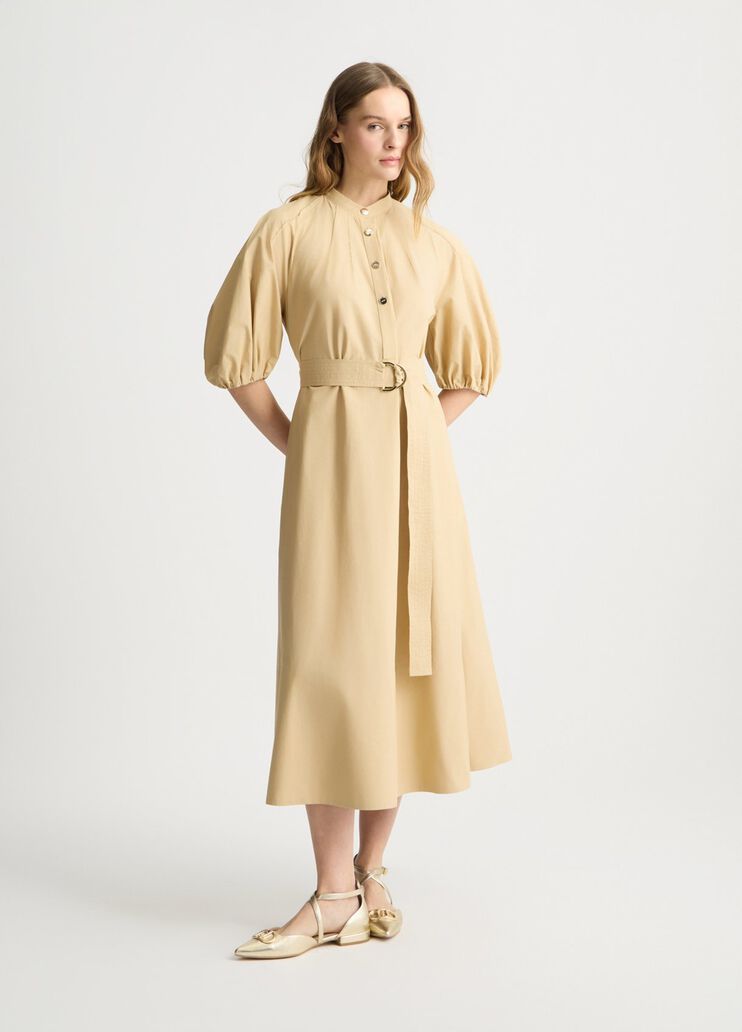 Cotton dress with belt beige Liu Jo - large image number 0 Cotton dress with belt beige Liu Jo - large image number 0