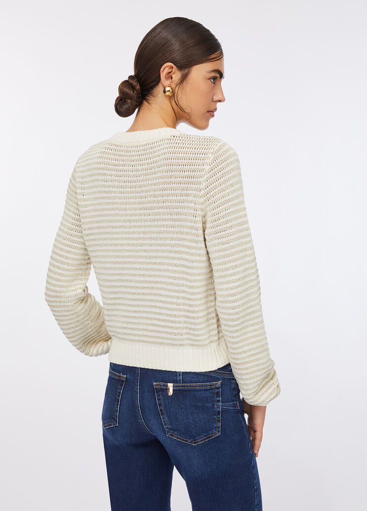 Striped lurex® jumper white wool Liu Jo - large image number 1