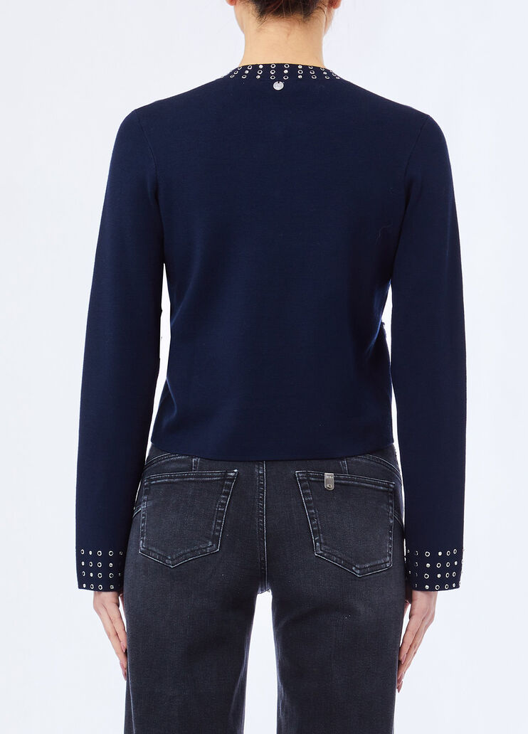 Knitted Jacket with Rhinestones dark blue Liu Jo - medium