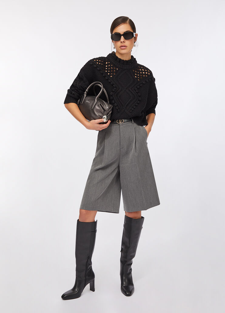 Wool jumper with openwork detailing black Liu Jo - large image number 5