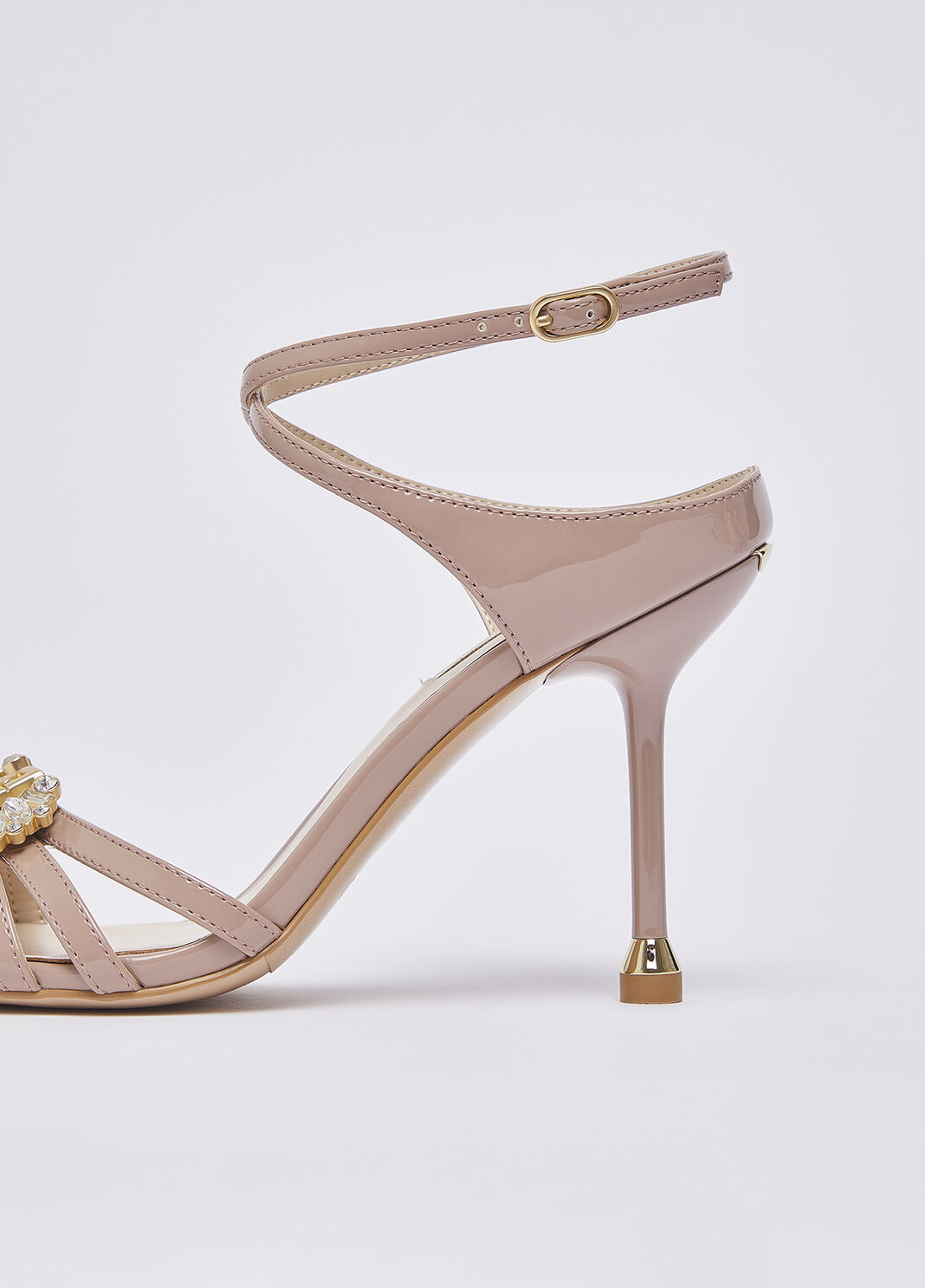 Patent leather sandals with bejewelled logo nude Liu Jo - large image number 6