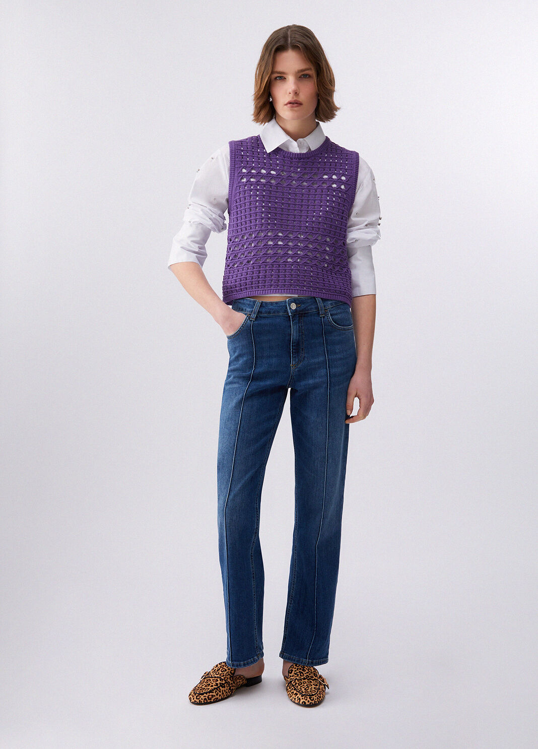 High-rise straight-leg jeans blue denim Liu Jo - large image number 5