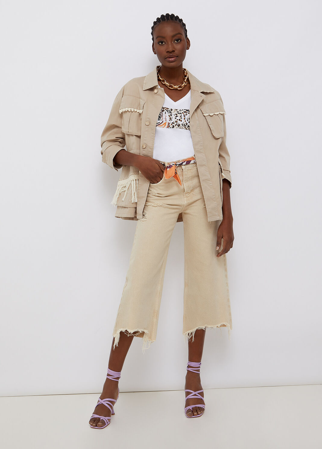 Eco-friendly t-shirt with ruffles white/animal-print Liu Jo - large image number 3