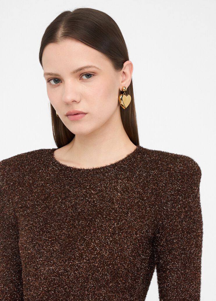 Knit dress with shoulder pads rust Liu Jo - large image number 2 Knit dress with shoulder pads rust Liu Jo - large image number 2