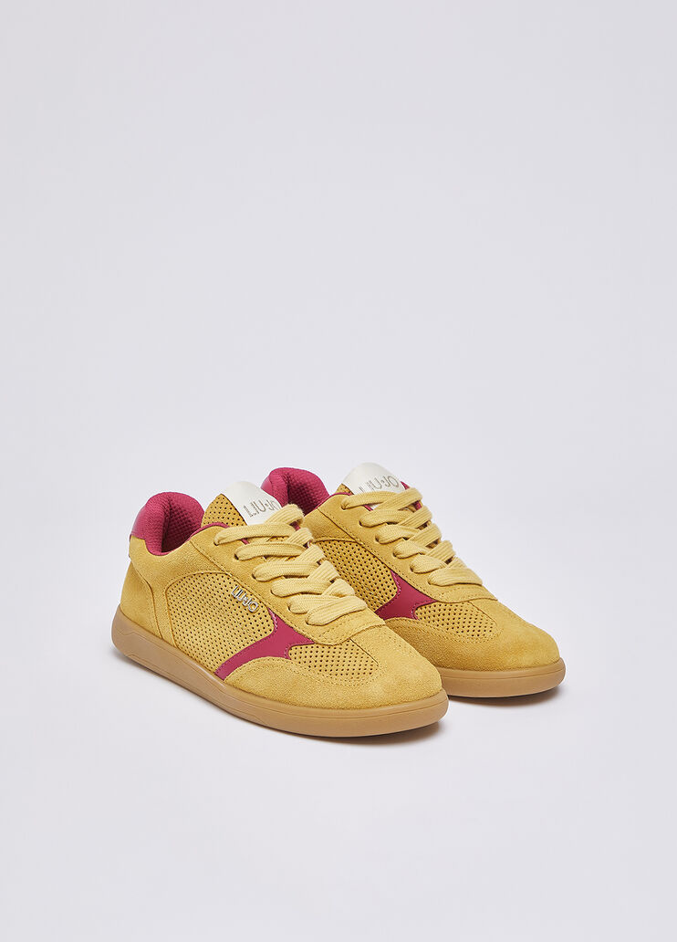 Sneaker aus Veloursleder mit Lochmuster gelb Liu Jo - medium
