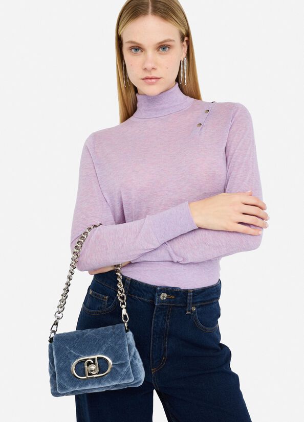 Small velvet LaPuffy bag light denim Liu Jo - large image number 0
