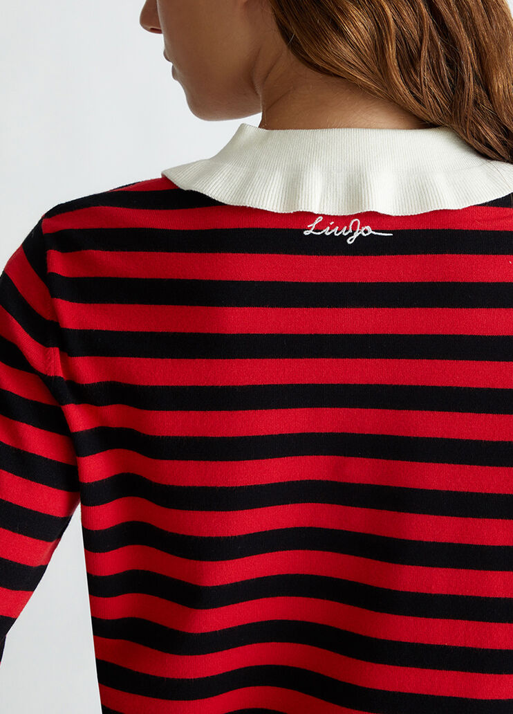 Striped sweater with jewel buttons red Liu Jo - large image number 2