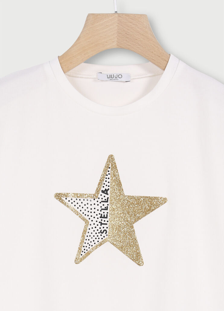 T-shirt with glitter print White/Stars Liu Jo - large image number 2