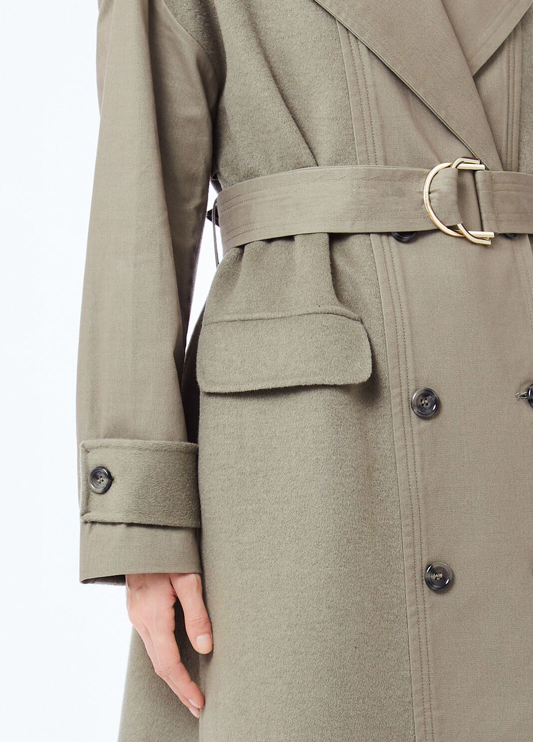 Zweireihiger Trenchcoat aus Wolle Spargel Liu Jo - large image number 2
