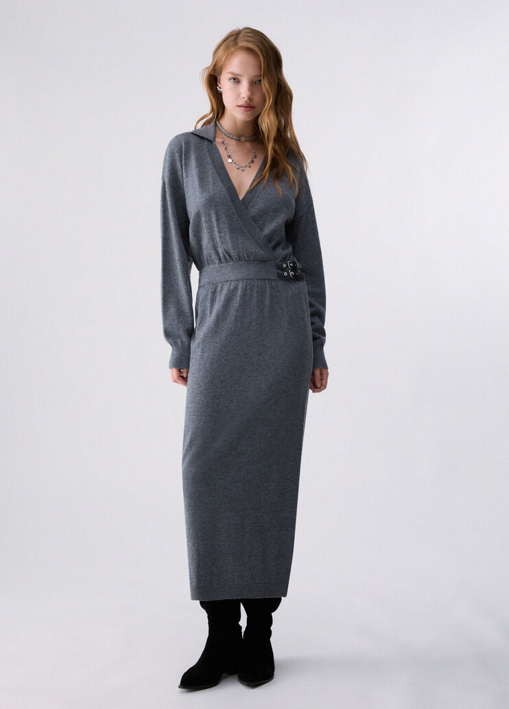 Strickkleid mit Schnallen Grau meliert Liu Jo - medium