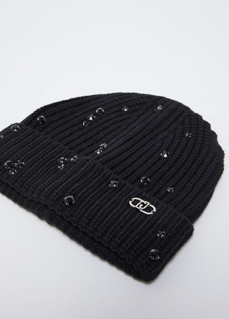 Beanie hat with rhinestones and pearls black Liu Jo - medium Beanie hat with rhinestones and pearls black Liu Jo - medium