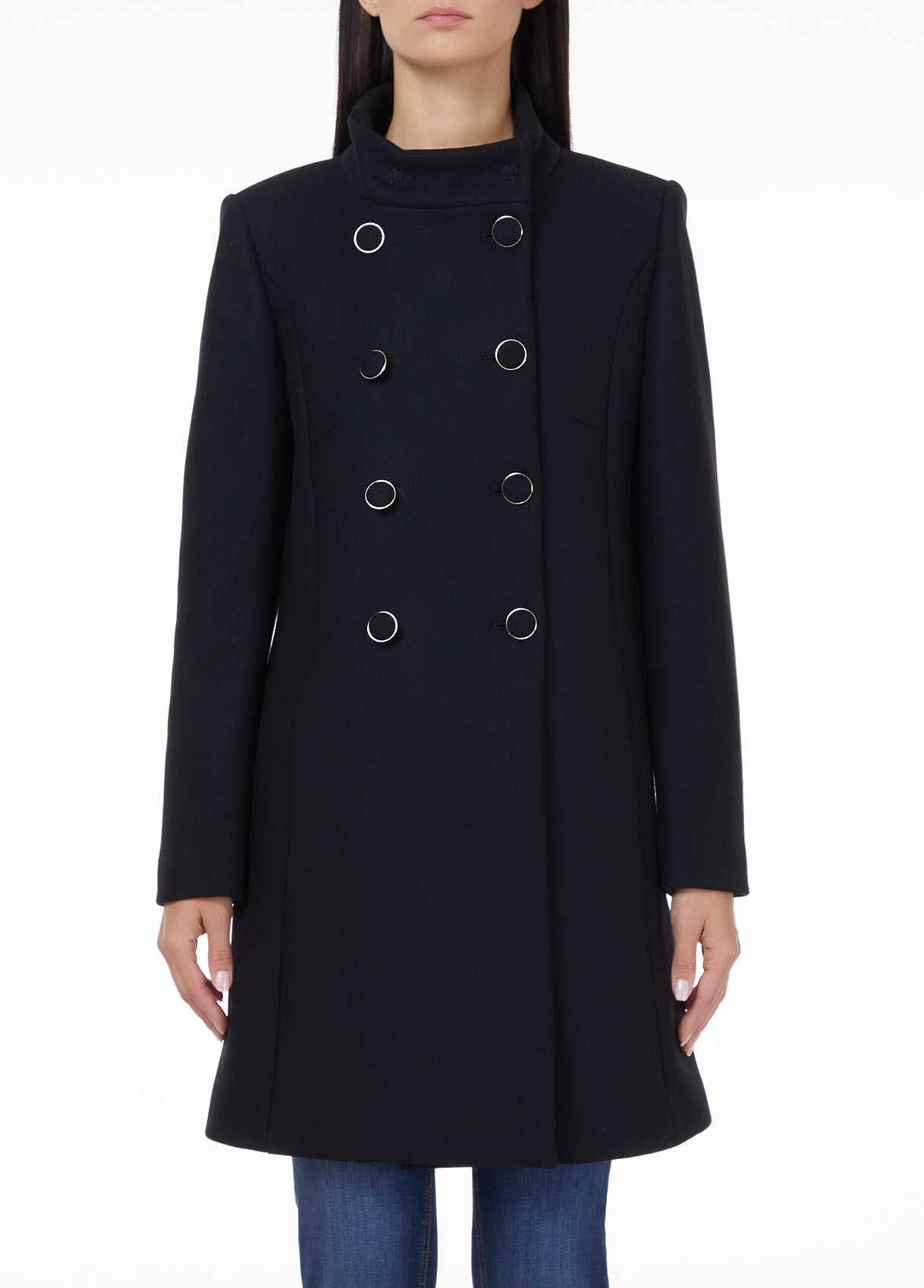 black coat double breasted