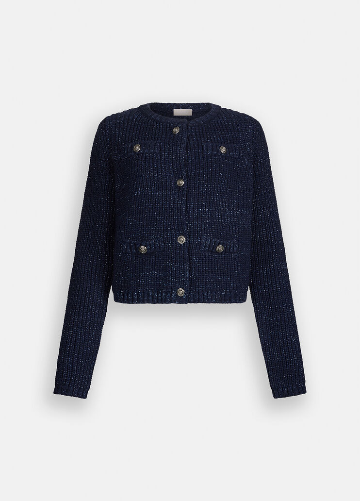 Alpaca and wool blend cardigan dark blue Liu Jo - large image number 6