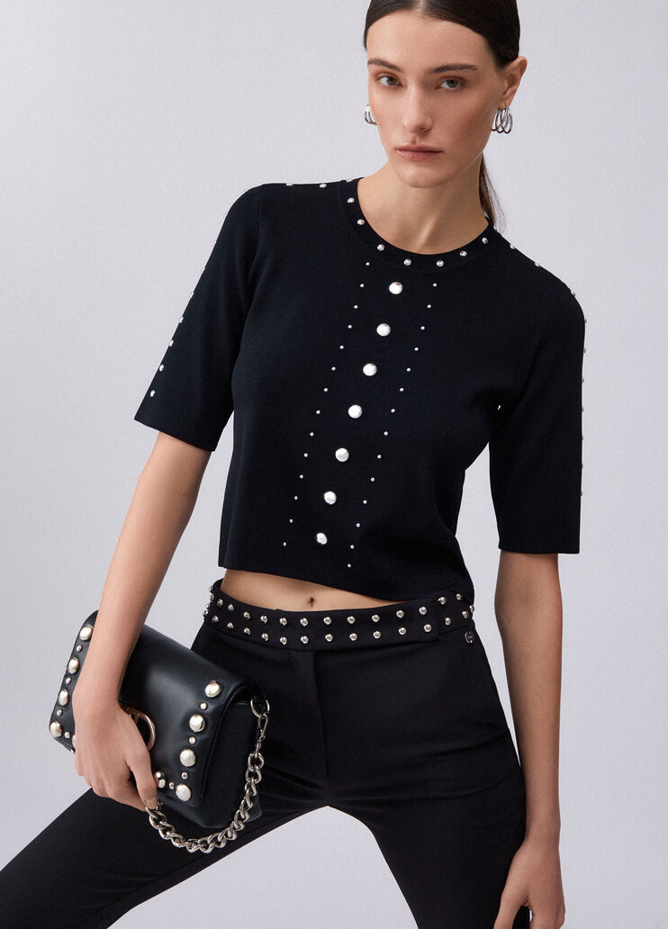 Knit top with studs black Liu Jo - medium