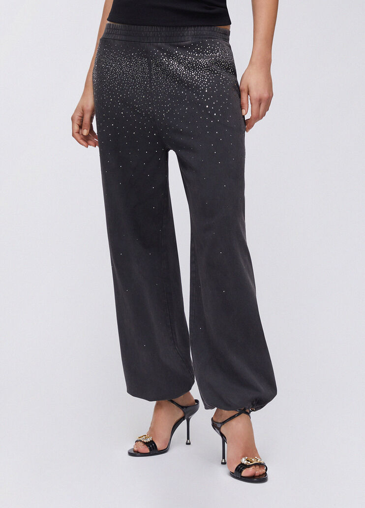 Faded jersey trousers with rhinestones black Liu Jo - medium