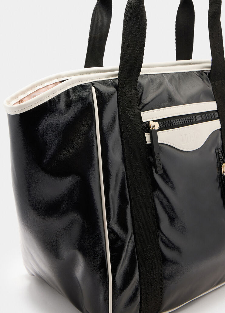 Sac fourre-tout grand format effet brillant noir Liu Jo - large image number 5