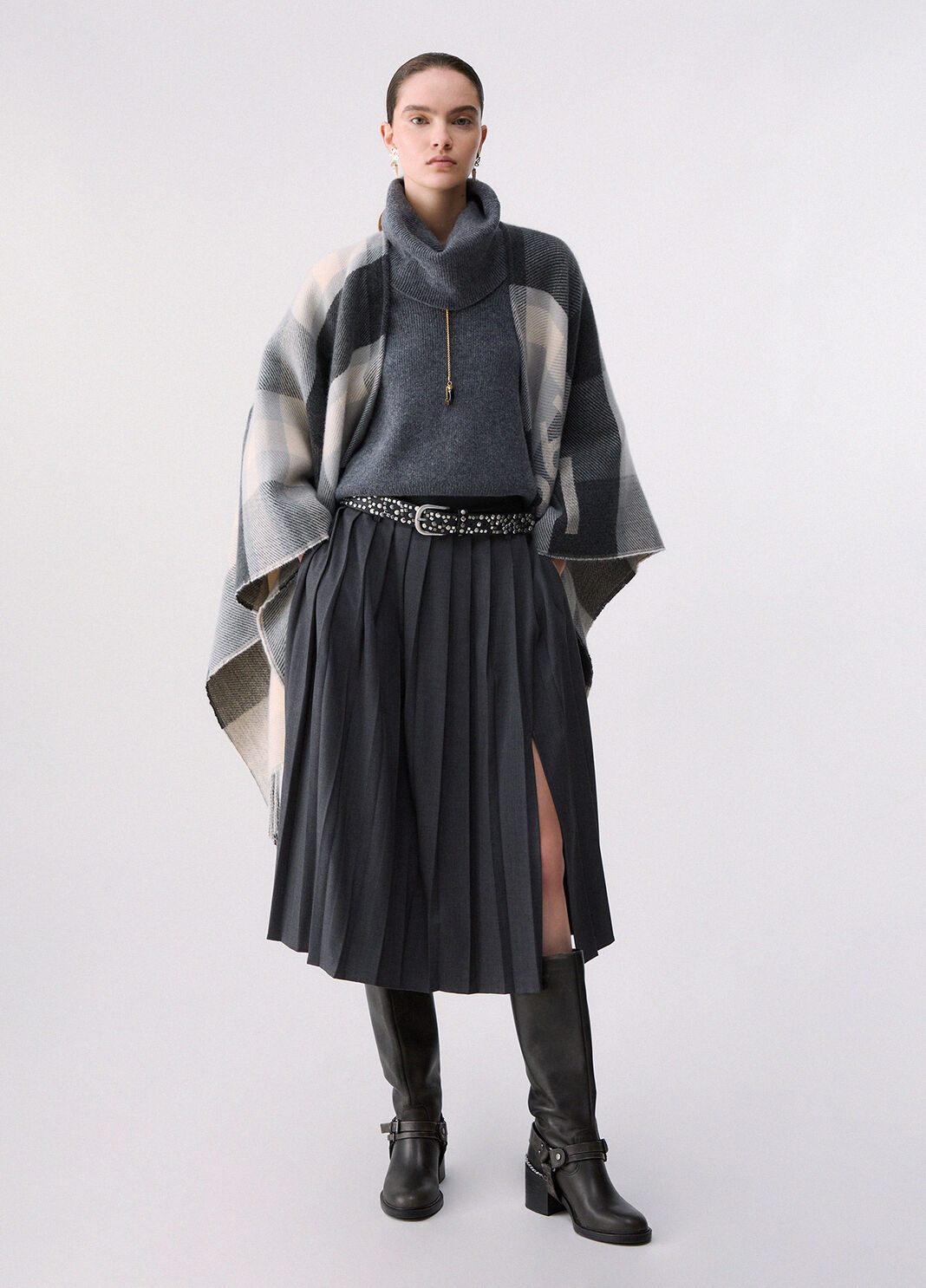 Poncho kariert Jacquard Anthrazit Liu Jo - large image number 5