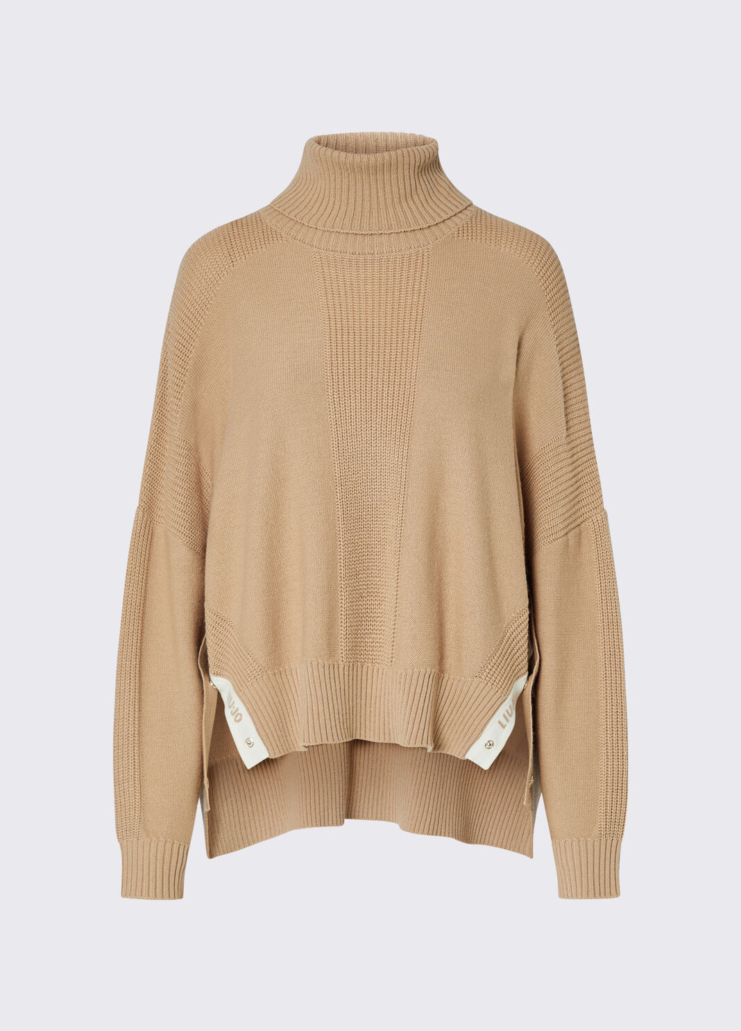 Turtleneck sweater in a wool blend with buttons beige Liu Jo - large image number 6