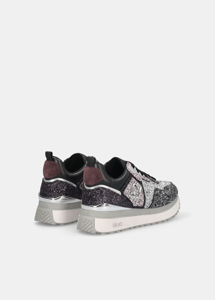 Platform sneakers with full glitter silver Liu Jo - large image number 2 Platform sneakers with full glitter silver Liu Jo - large image number 2