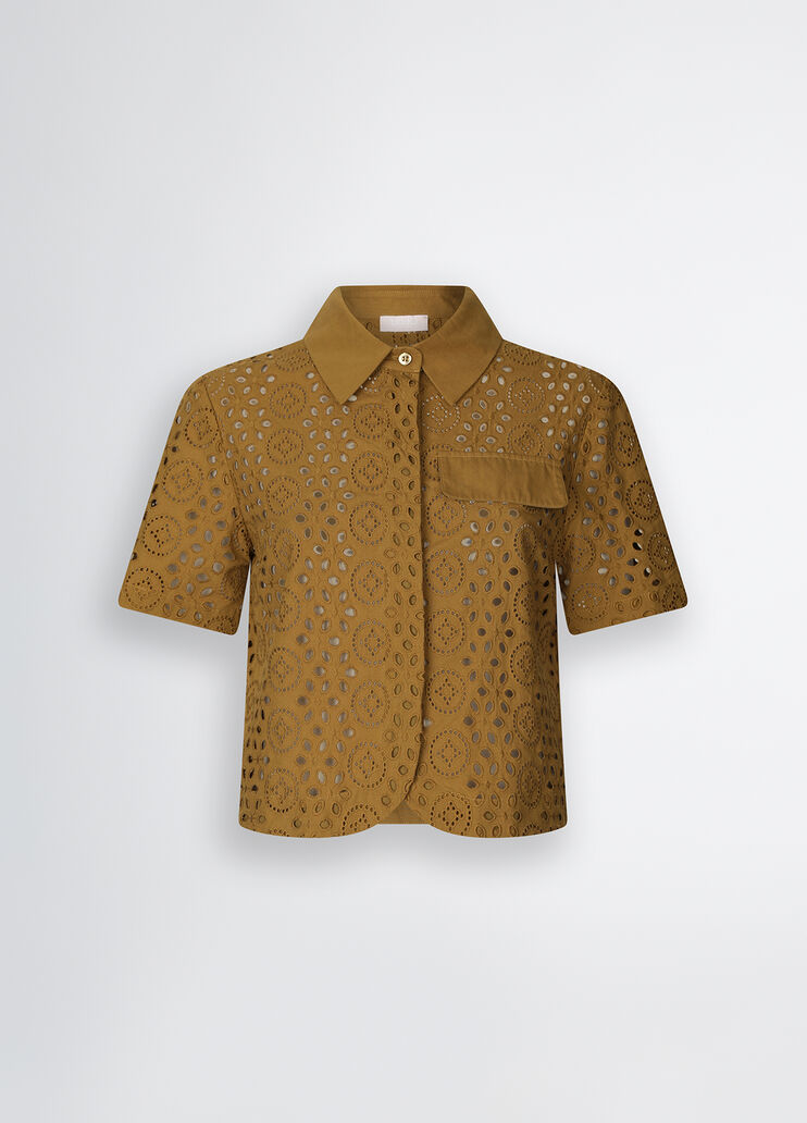 Cropped sangallo shirt caramel Liu Jo - large image number 6 Cropped sangallo shirt caramel Liu Jo - large image number 6