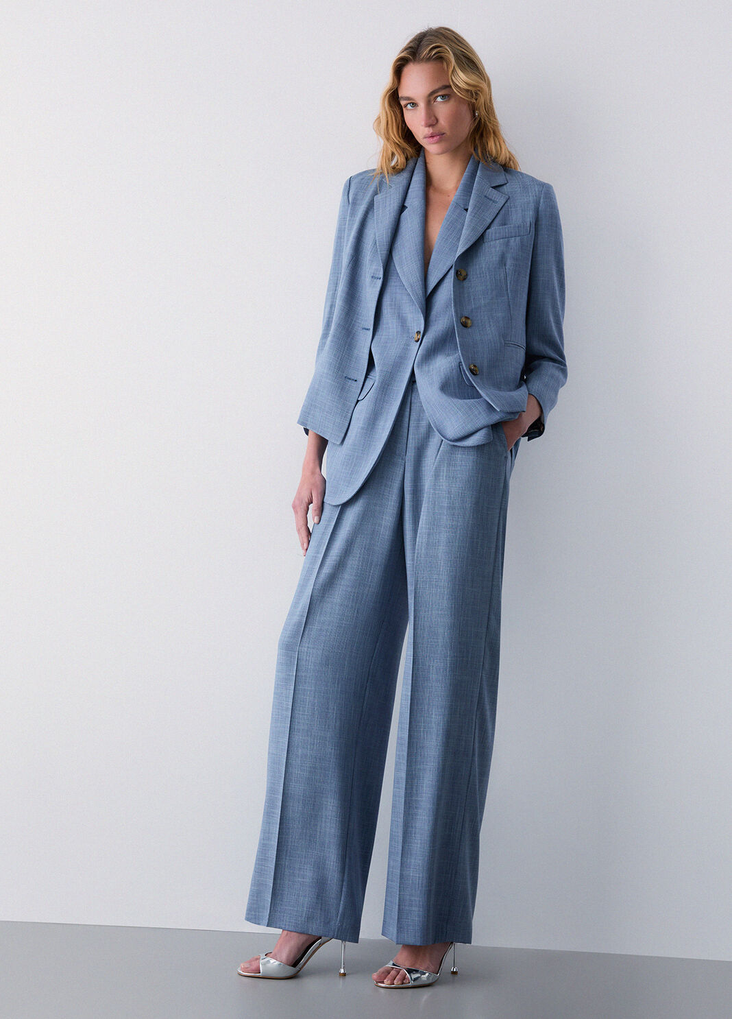 Palazzohose aus Melange-Stoff Blau Liu Jo - large image number 3