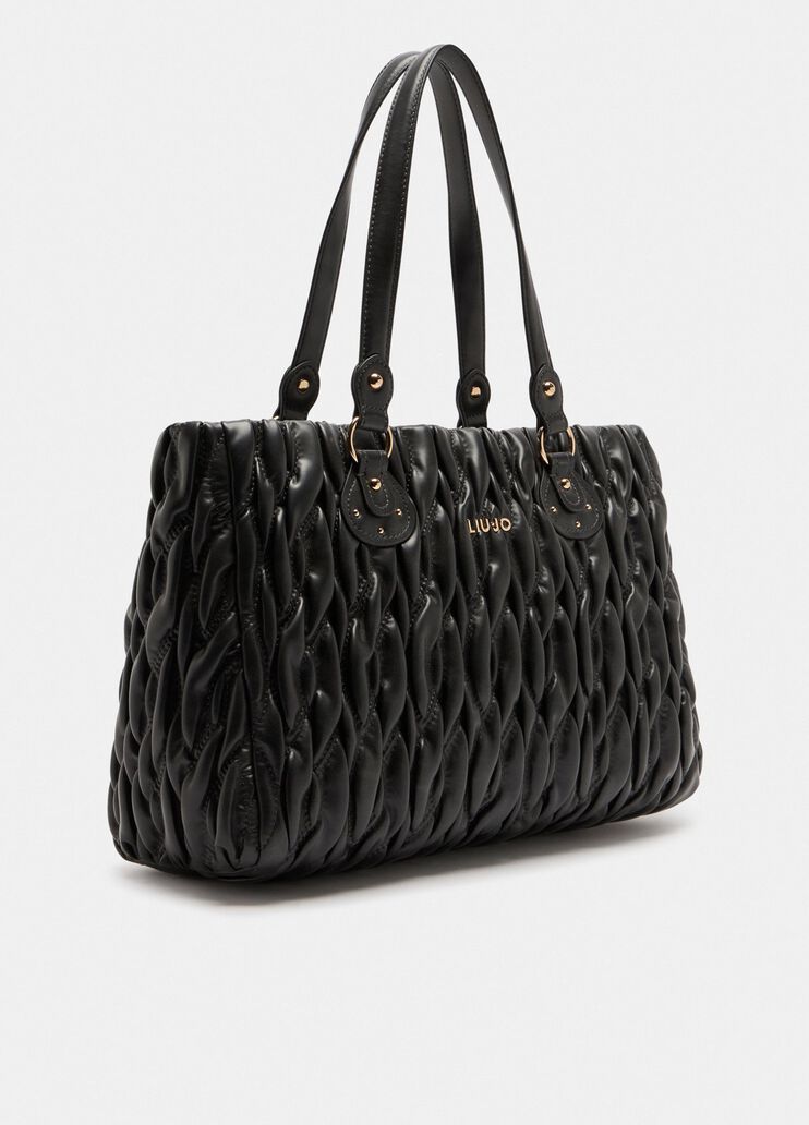 Shopping bag media matelassé  nero Liu Jo - large image number 2